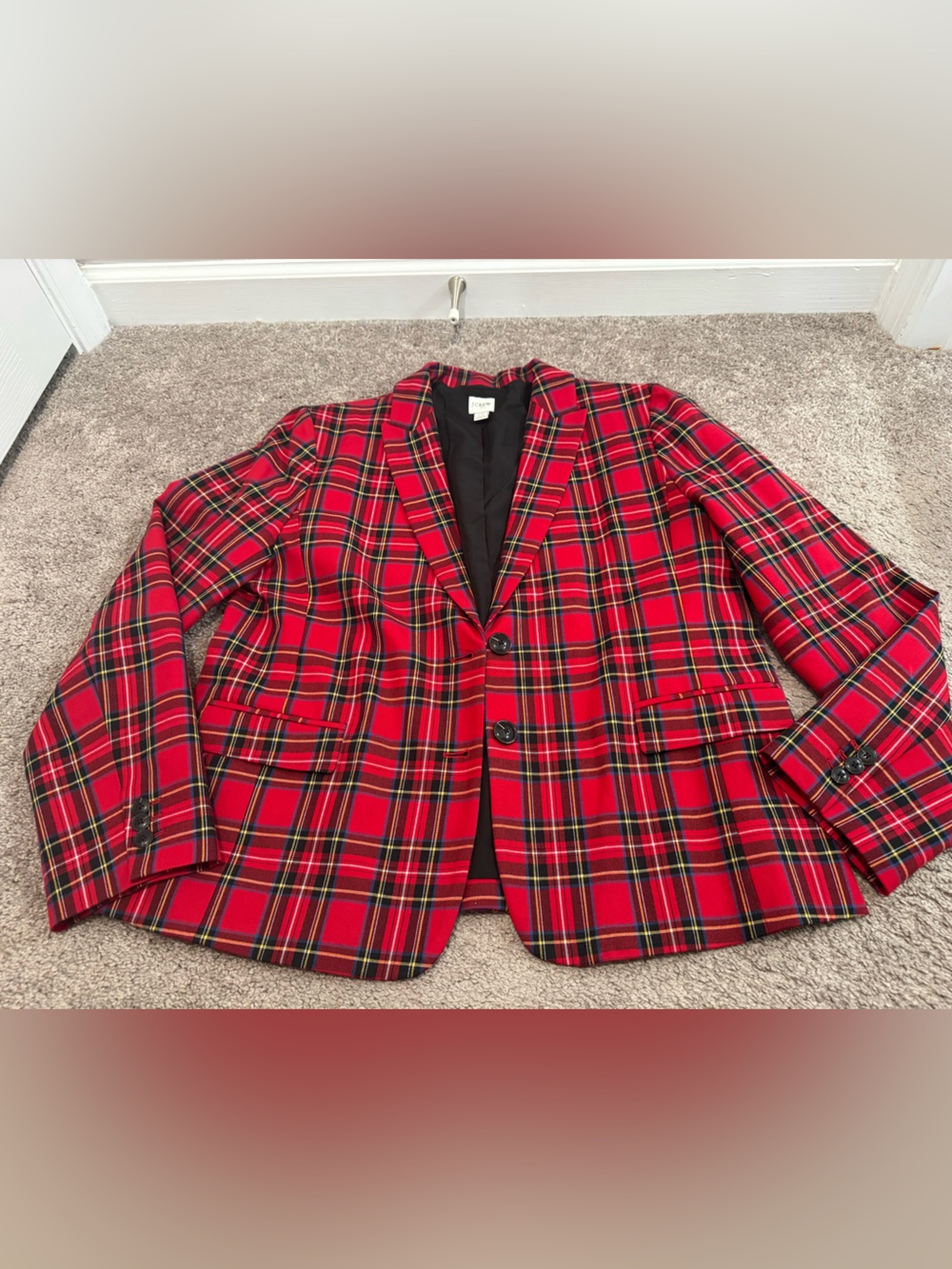 J. Crew Red Tartan Plaid Jacket with Black Lining